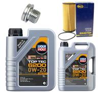Olio Motore Set Filtri 6200 0W-20 Liqui Moly 6 Litro + Vite per VW Tiguan