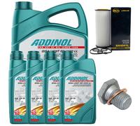 Olio Motore Set Filtri Addinol 5W-30 9 Litro + Vite per BMW 5er 7er E60 E61 E65