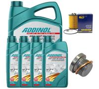 Olio Motore Set Filtri Addinol 5W-30 9 Litro + Vite per BMW 7er 760i Sx. E65 E66