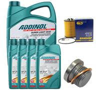 Olio Motore Set Filtri Addinol 5W-40 9 Litro + Vite per BMW 7er 760i Sx. E65 E66