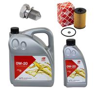 Olio Motore Set Filtri Febi 0W-20 6 Litro + Vite per Seat Skoda VW Passat