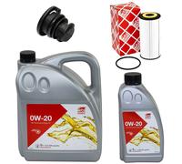 Olio Motore Set Filtri Febi 0W-20 Longlife 6 Litro + Vite per Audi A5 A3 A4 VW