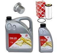 Olio Motore Set Filtri Febi 0W-20 Longlife 6 Litro + Vite per Cupra Skoda VW 2.0