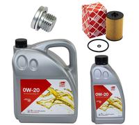 Olio Motore Set Filtri Febi 0W-20 Longlife 6 Litro + Vite per VW Tiguan 2.0 Tdi
