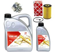 Olio Motore Set Filtri Febi 10W-40 6 Litro + Vite per Kia Sorento I 3.3 248 Ps