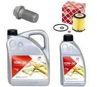 Olio Motore Set Filtri Febi SAE 10W-30 6 Litro + Vite per Mercedes Cla Classe A