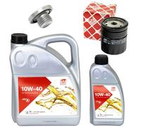 Olio Motore Set Filtri Febi SAE 10W-40 6 Litro + Vite per Opel Omega B Sintra