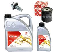 Olio Motore Set Filtri Febi SAE 10W-40 6 Litro + Vite per Opel Speedster 2.2 E01
