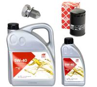 Olio Motore Set Filtri Febi SAE 5W-40 6 Litro + Vite per Audi A4 Avant 8D5 380PS
