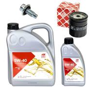 Olio Motore Set Filtri Febi SAE 5W-40 6 Litro + Vite per Opel Speedster 2.2 E01