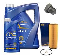 Olio Motore Set Filtri Mannol 15W50 Api 6 Litro + Vite per Audi A4 2.5 Tdi 8EC