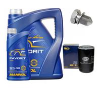 Olio Motore Set Filtri Mannol 15W50 Api 6 Litro + Vite per Audi A4 Avant RS4 8D5