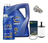 Olio Motore Set Filtri Mannol 15W50 Api 6 Litro + Vite per Audi Tt Seat VW 3.2 2