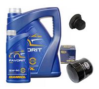 Olio Motore Set Filtri Mannol 15W50 Api 6 Litro + Vite per Opel Frontera A 2.4i