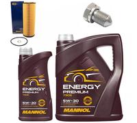 Olio Motore Set Filtri Mannol 5W-30 Api Sn 6 Litro + Vite per Skoda Superb i,