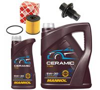 Olio Motore Set Filtri Mannol 5W-30 Ceramica 6 Litro + Vite per Citroen Peugeot