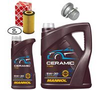 Olio Motore Set Filtri Mannol 5W-30 Ceramica 6 Litro + Vite per Mercedes