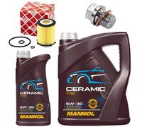 Olio Motore Set Filtri Mannol 5W-30 Ceramica 6 Litro + Vite per Mercedes Classe