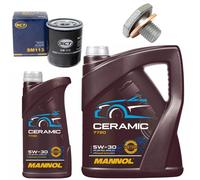 Olio Motore Set Filtri Mannol 5W-30 Ceramica 6 Litro + Vite per Peugeot Expert