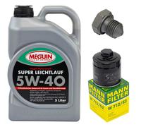 Olio Motore Set Filtri Meguin 5W-40 5 Litro + Vite per VW Lupo 1.0 6E1 6X1 50 Cv