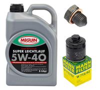 Olio Motore Set Filtri Meguin 5W-40 5 Litro + Vite per VW Lupo 1.0 6E1 6X1 50 Ps