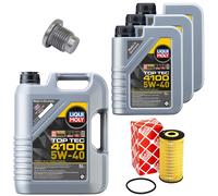 Olio Motore Set Filtri Top Tec 4100 5W-40 8 Litro + Vite per Opel Vivaro Renault