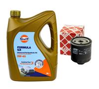 Olio Motore Set Gulf Formula GX 5W-40 5 Litro + Filtro per Seat Toledo II 1.6