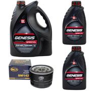 Olio Motore Set Lukoil Genesis 5W-40 7 Litro + Filtro per Renault 19 I Clio 1.8