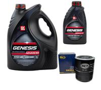 Olio Motore Set Lukoil Genesis SAE 10W-40 6 Litro + Filtro per VW Taro 2.4 D 4X4