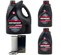 Olio Motore Set Lukoil Genesis SAE 10W-40 7 Litro + Filtro per Audi A6 A4 A8 3.2