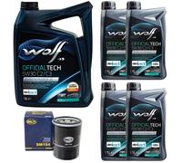 Olio Motore Set Lupo Officialtech C2/C3 5W30 9 Litro + Filtro per Mitsubishi
