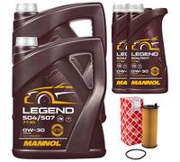 Olio Motore Set Mannol 0W-30 Legend 504/507 12 Litro + Filtro per Audi A8 4.0