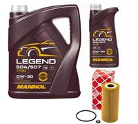 Olio Motore Set Mannol 0W-30 Legend 504/507 6 Litro + Filtro Olio per Mercedes