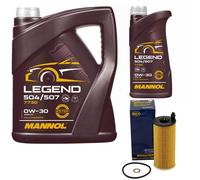 Olio Motore Set Mannol 0W-30 Legend 504/507 6 Litro + Filtro per BMW 3er 4er