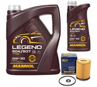 Olio Motore Set Mannol 0W-30 Legend 504/507 6 Litro + Filtro per Mercedes Classe