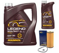 Olio Motore Set Mannol 0W-30 Legend 504/507 6 Litro + Olio Filtro per Mercedes