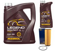 Olio Motore Set Mannol 0W-30 Legend 6 Litro + Filtro per Audi Skoda VW Passat