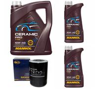 Olio Motore Set Mannol 10W-40 Ceramica Pro 7Liter + per Fiat Peugeot Renault
