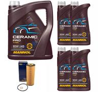 Olio Motore Set Mannol 10W-40 Ceramica Pro 9Liter + per Mercedes Sprinter VW Di