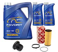Olio Motore Set Mannol 15W50 Api 7 Litro + Filtro Olio+Vite per ' Aria Audi A4