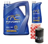 Olio Motore Set Mannol 15W50 Api Sl / CF-4 6 Litro + Filtro per Audi A4 Avant