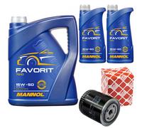 Olio Motore Set Mannol 15W50 Api Sl / CF-4 7 Litro + Filtro per Audi A4 A6 Avant