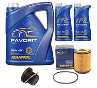 Olio Motore Set Mannol 15W50 Favorit 7 Litro + Filtro Olio+Vite per Audi A6