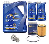 Olio Motore Set Mannol 15W50 Favorit 7 Litro +Filtro+Vite per Audi A6