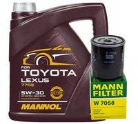 Olio Motore Set Mannol 5W-30 4 Litro + Filtro Olio per Peugeot 306 Hatchback