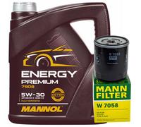 Olio Motore Set Mannol 5W-30 4 Litro + Filtro per Citroën C4 Cactus 1.2 Vti 75