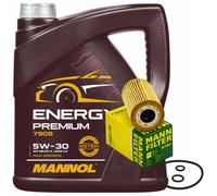 Olio Motore Set Mannol 5W-30 4Liter + Filtro per Skoda Octavia II Combi Seat
