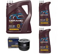Olio Motore Set Mannol 5W-30 Ceramica Api Sn Plus 7 Litro + Filtro per Fiat