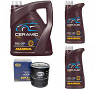 Olio Motore Set Mannol 5W-30 Ceramica Api Sn Plus 7 Litro + Filtro per Hilux