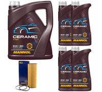 Olio Motore Set Mannol 5W-30 Ceramica Api Sn Plus 9 Litro + Filtro per Audi A8